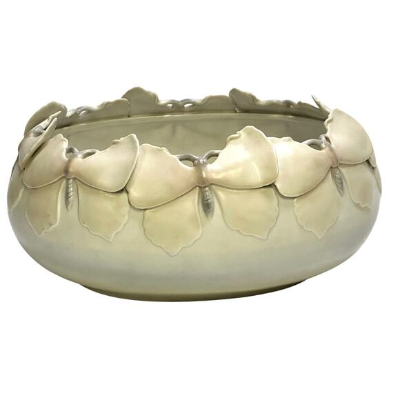 Fitz & Floyd 1982 Japan 'Elegant Butterflies' Large Oval Centerpiece Art Bowl - Picture 1 of 8